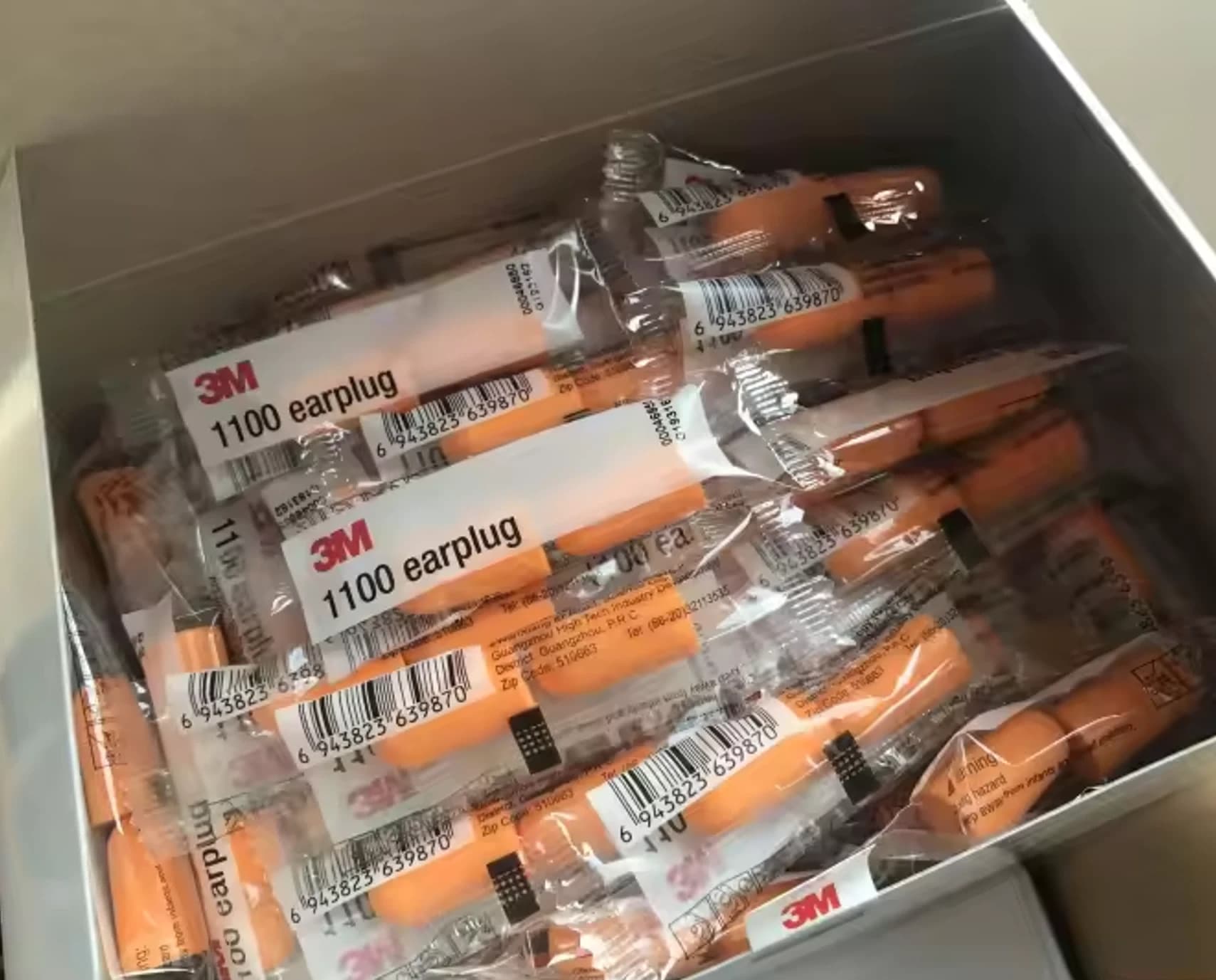 3M 1100 Disposable Foam Earplugs, Individually Packed, Orange