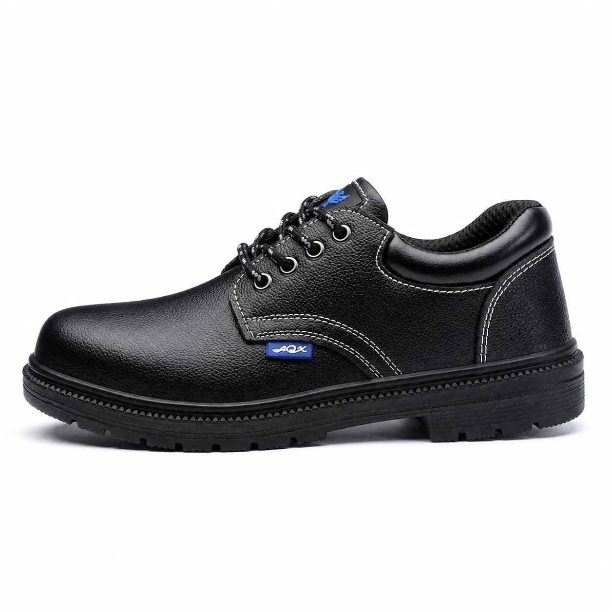 Black cowhide steel toe puncture-resistant safety shoes side view