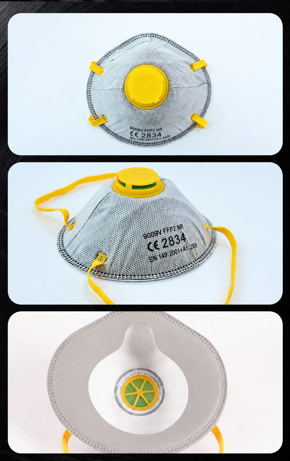 Headband cup-shaped valved respirator product view