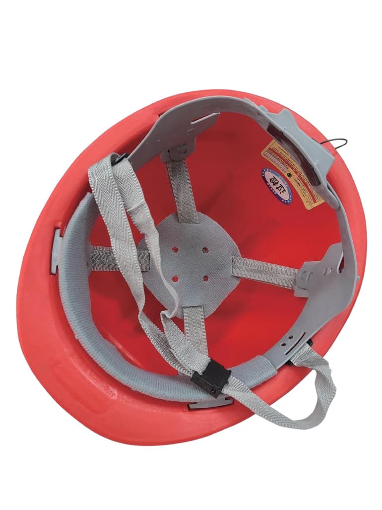 Interior button-type suspension of mining safety helmet