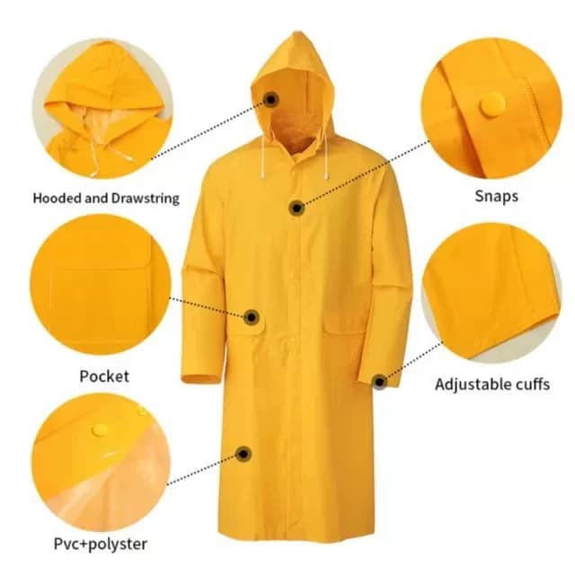 Yellow PVC/Polyester Rain Suit Set - XL 4