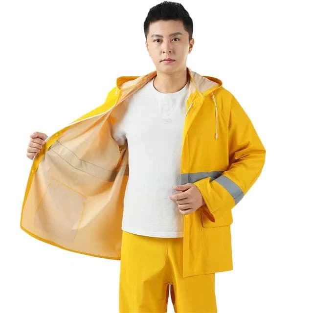 Yellow PVC/Polyester Rain Suit Set - XL 6