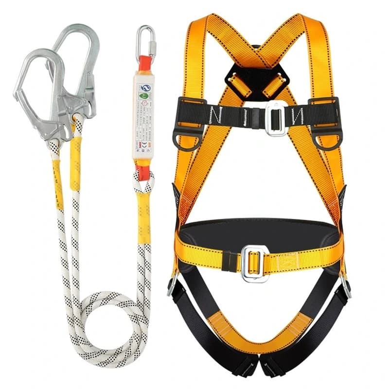 5-Point Full Body Fall Arrest Safety Harness with 3 m Shock-Absorbing Twin Large Hooks