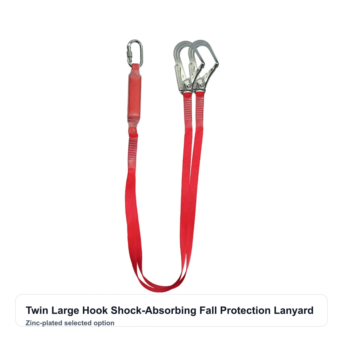 Zinc-Plated Twin Large Hook Shock-Absorbing Fall Protection Lanyard