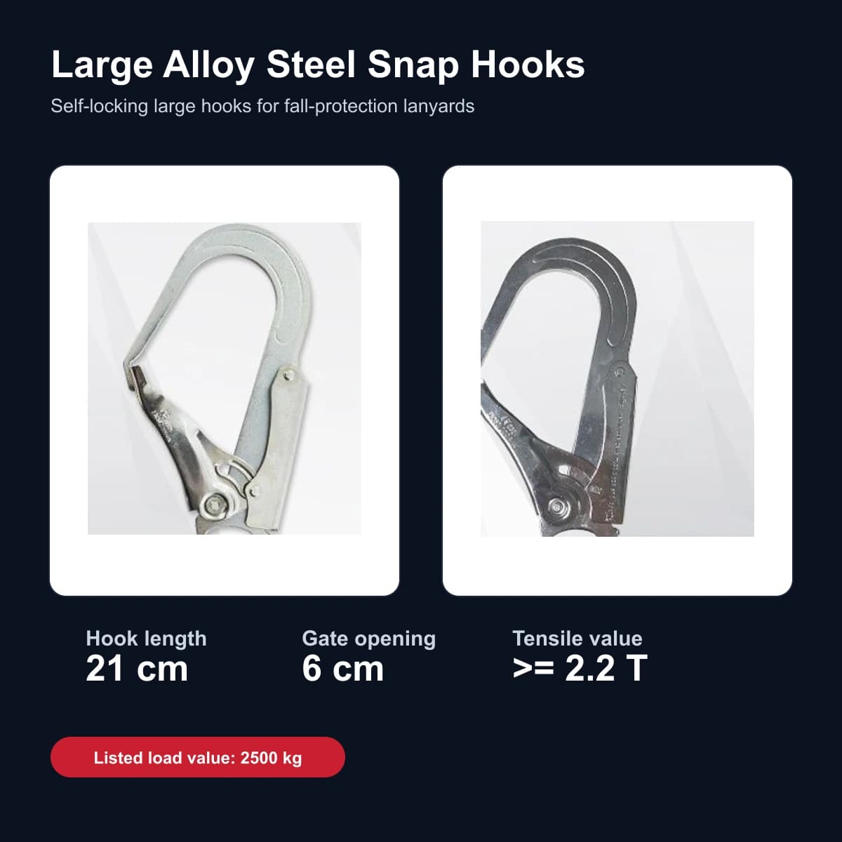 Zinc-Plated Twin Large Hook Shock-Absorbing Fall Protection Lanyard 4