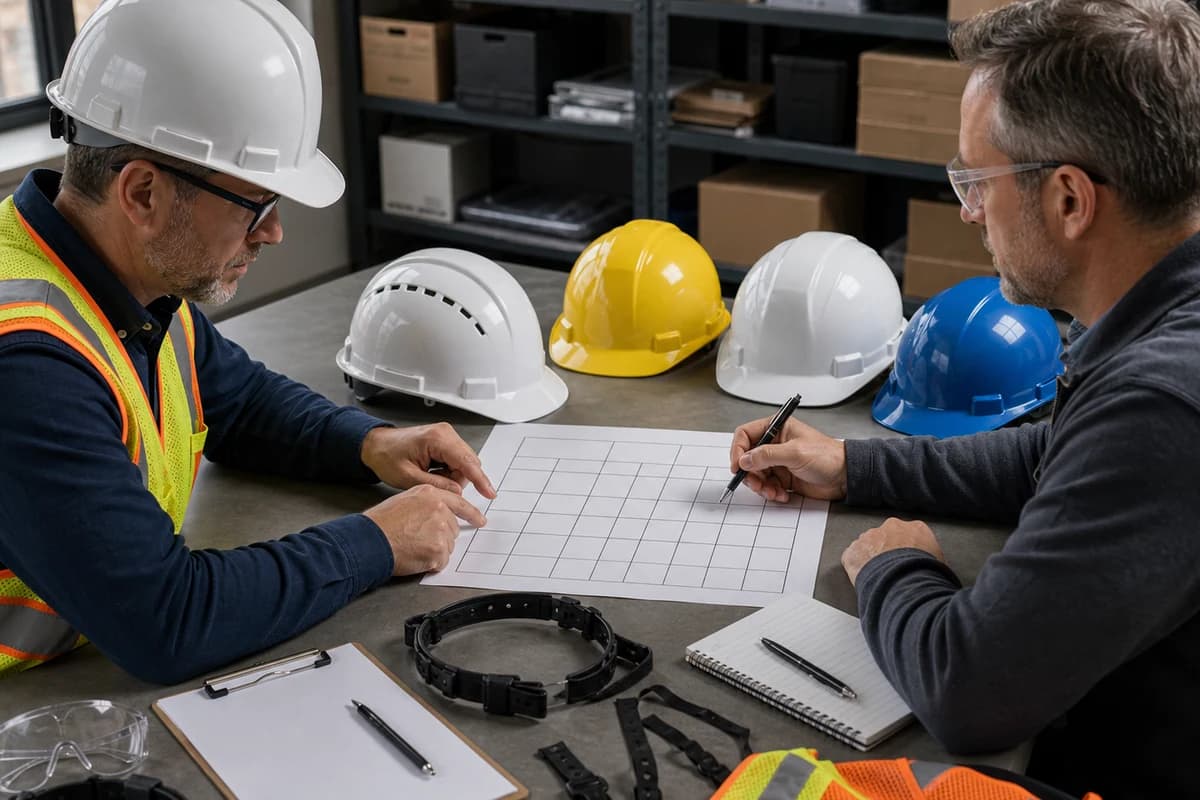 A buyer decision matrix turns site hazards into a practical hard hat class and type specification.