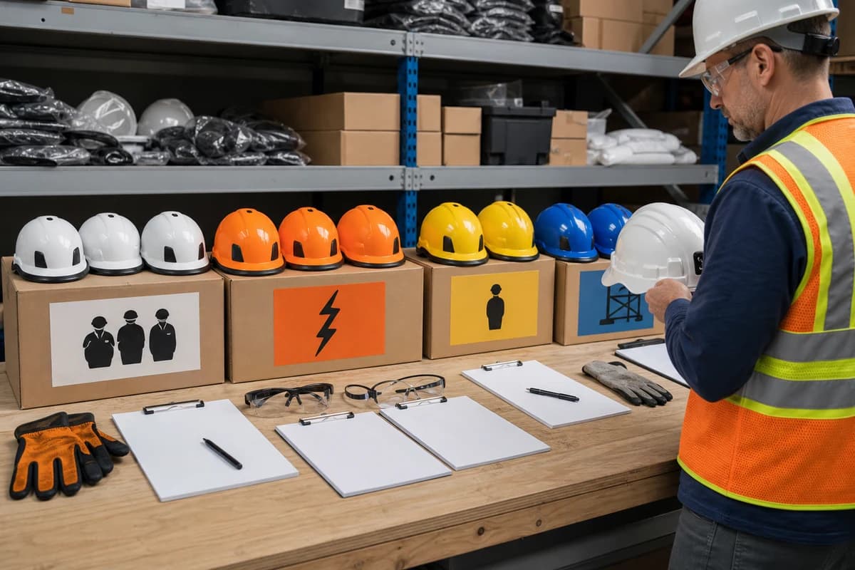 Different construction crews can need different hard hat classes inside the same contractor order.