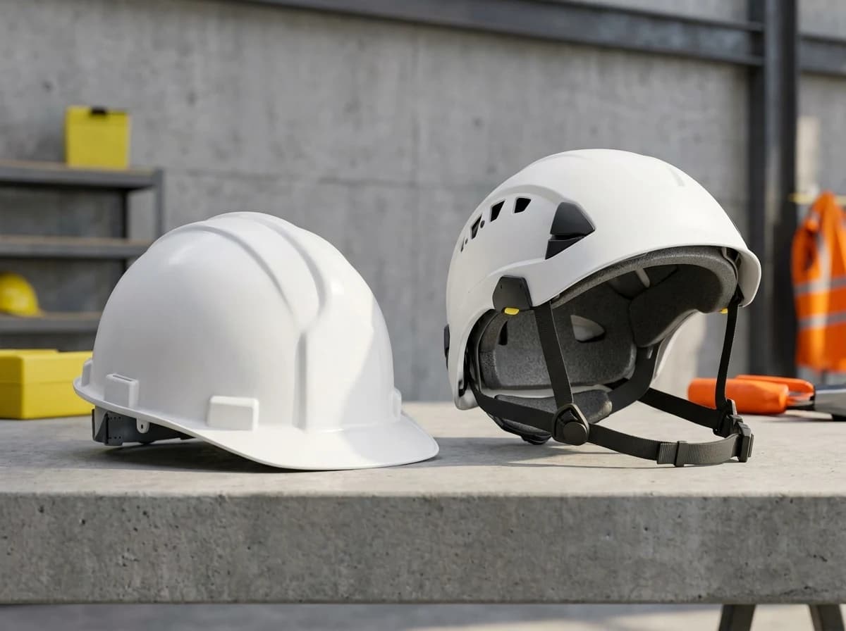 Type I focuses on top impact, while Type II adds lateral impact protection for more complex construction tasks.