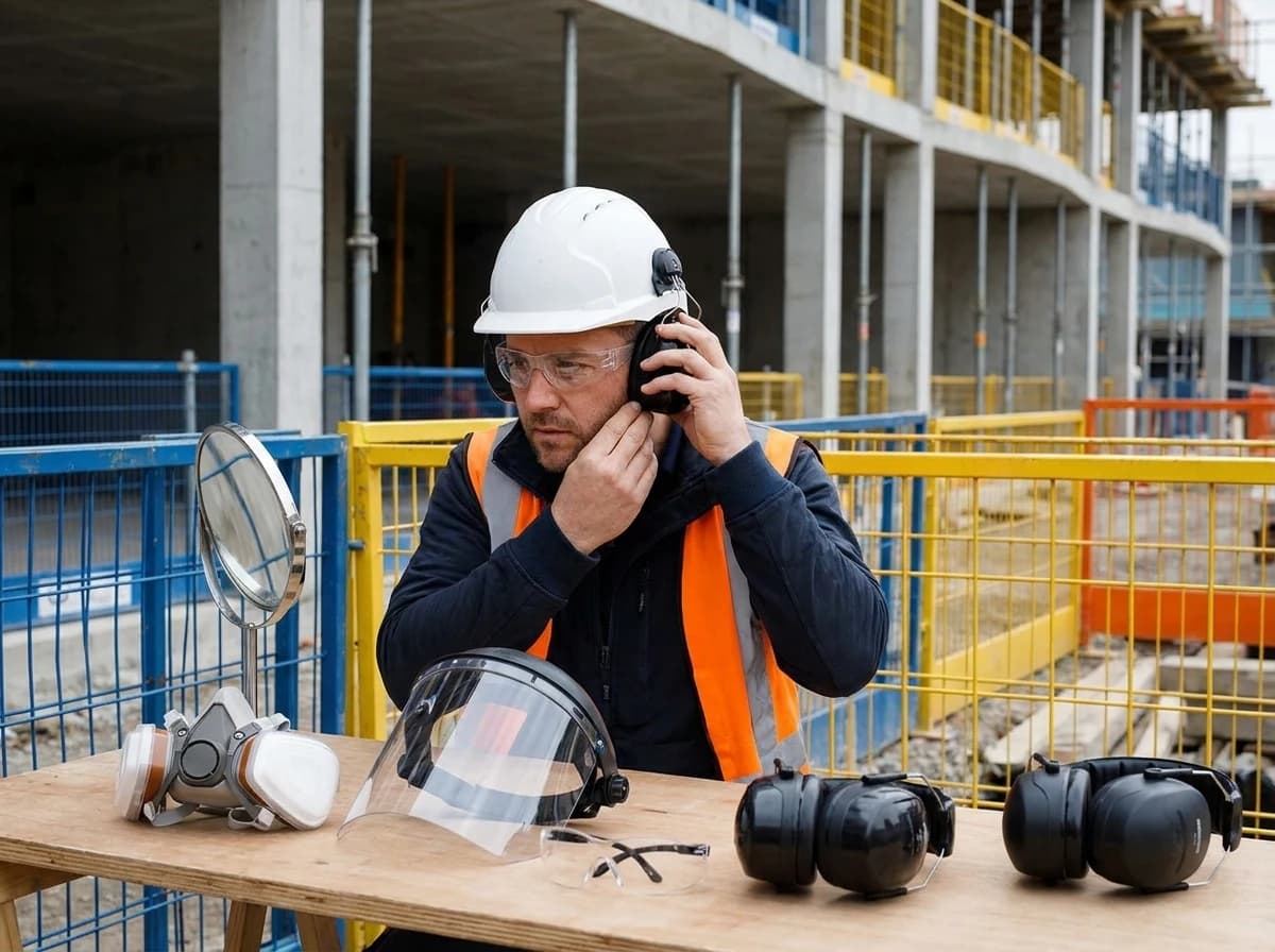 Hearing protection has to work with hard hats, safety glasses, respirators, face shields, and other site PPE.