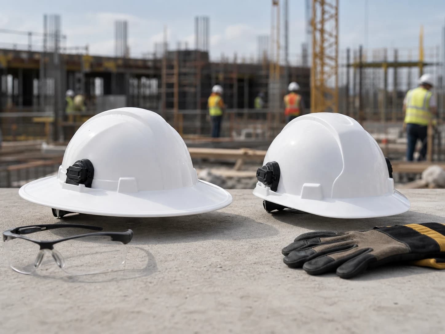 Full brim and cap style hard hats should be compared after Type, Class, vent status, and accessory needs are clear.