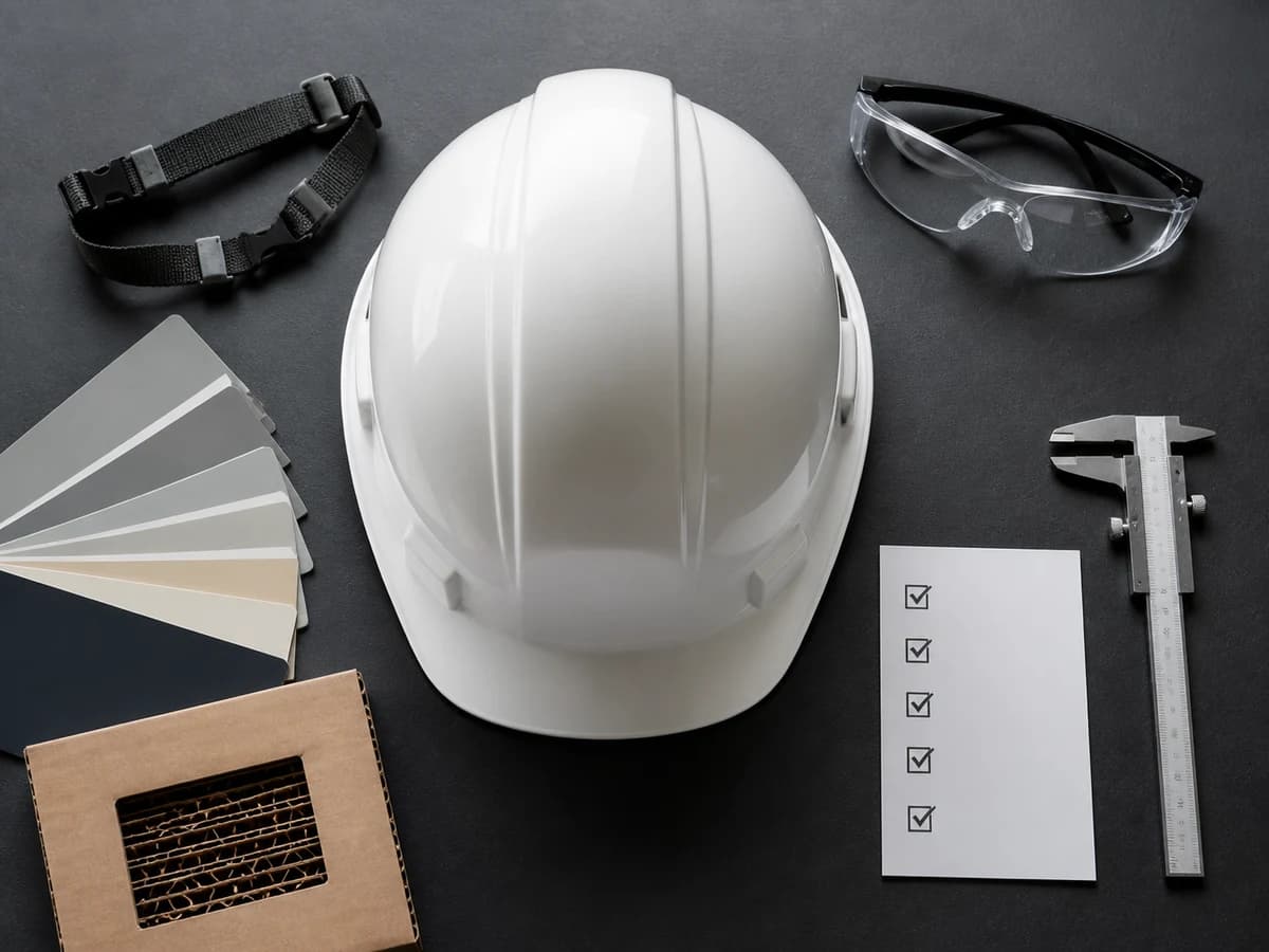 A buyer checklist keeps color coding connected to hazard assessment, Type, Class, inventory, stickers, and supplier documents.