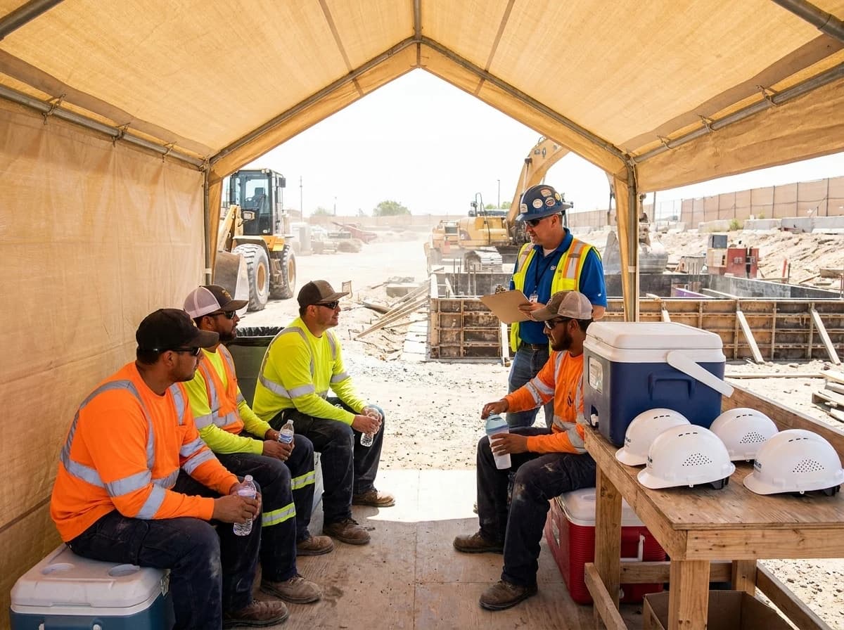Heat illness prevention depends on water, rest, shade, acclimatization, supervision, and emergency response, not PPE alone.