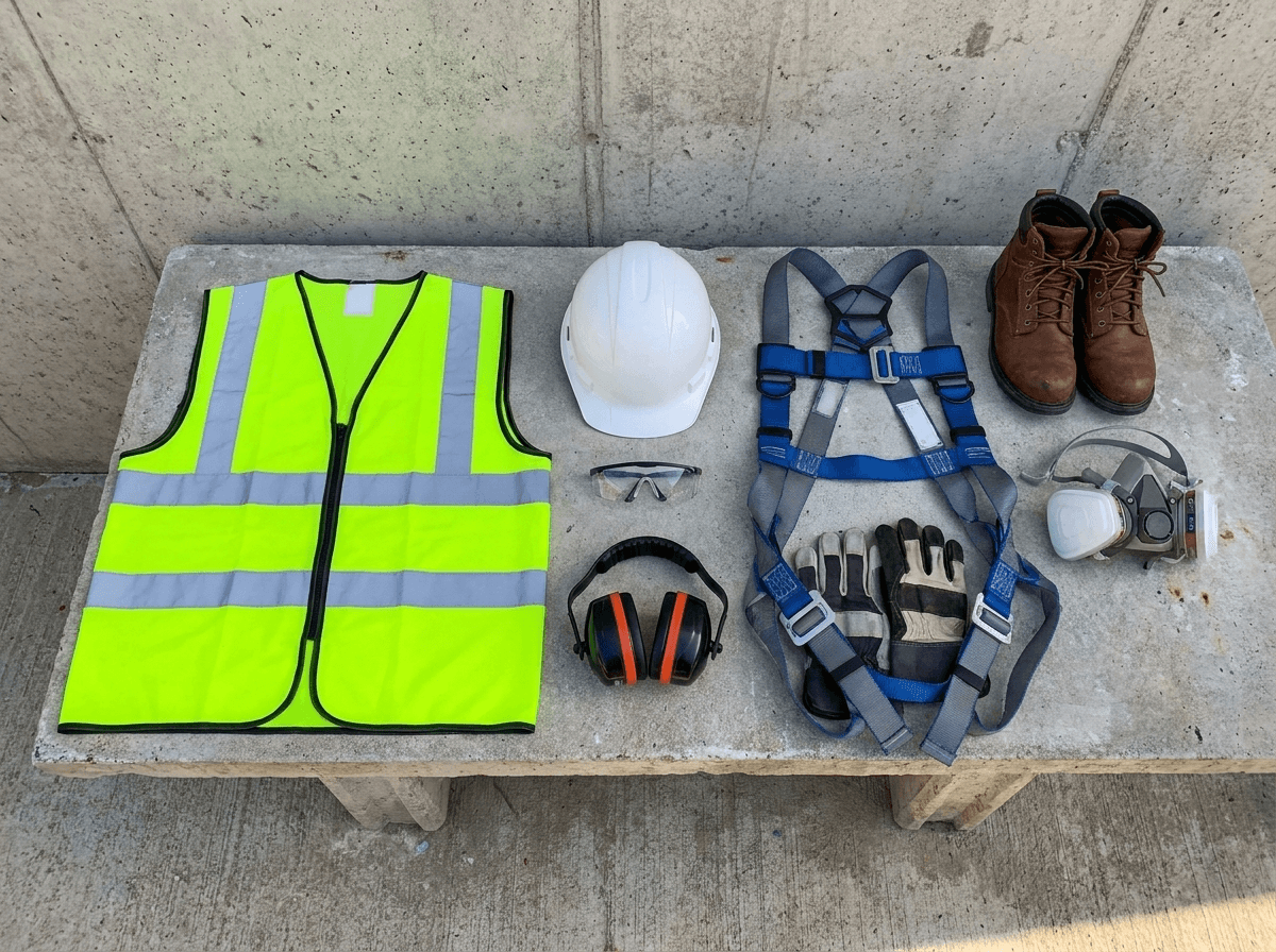 High-visibility clothing must remain visible when workers wear hard hats, harnesses, tool belts, respirators, and rainwear.