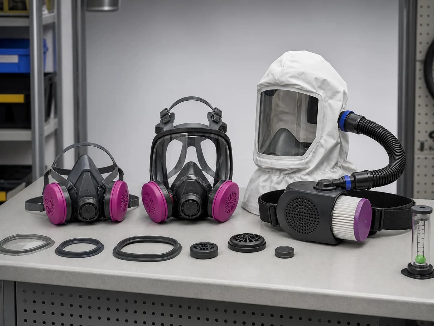 Filter efficiency, facepiece design, operating mode, NIOSH approval, and APF are separate parts of one respirator selection decision.