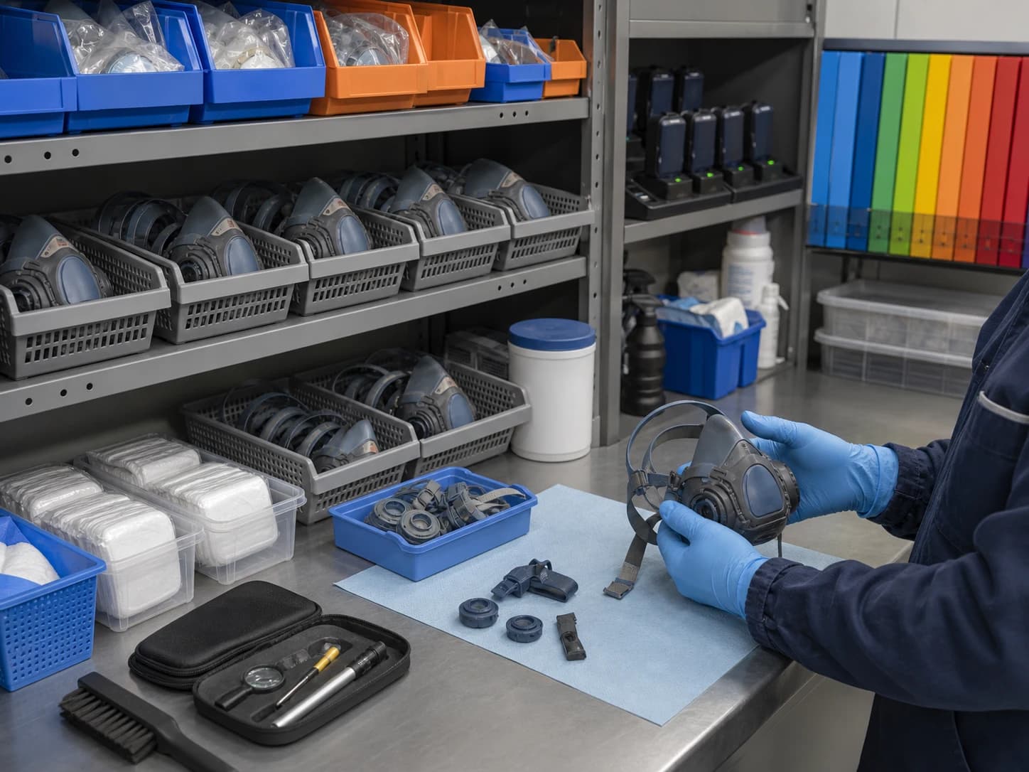 A written program assigns ownership for hazard evaluation, selection, medical review, fit testing, training, maintenance, storage, and change control.