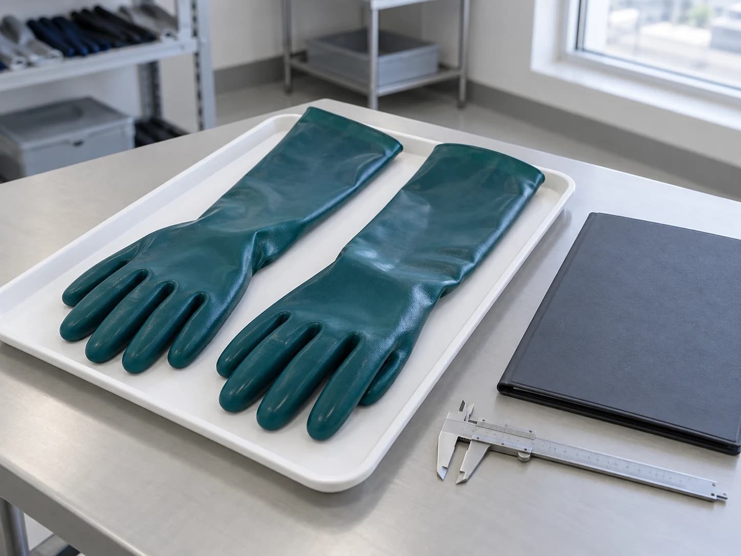 Chemical-use approval requires exposure-specific model information; glove appearance cannot establish compatibility.
