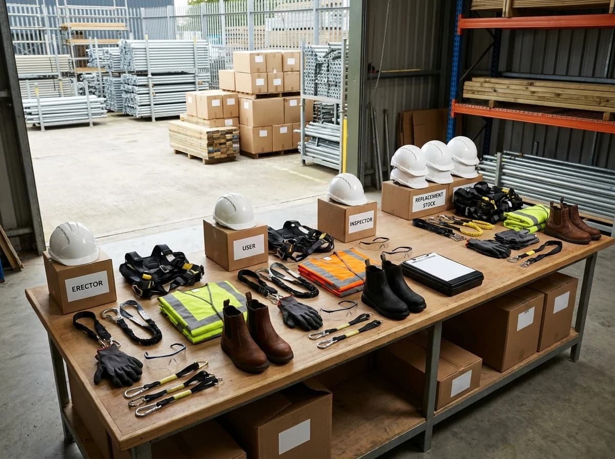 Scaffolding PPE kits should separate erector, user, inspector, and replacement modules instead of forcing one generic kit.