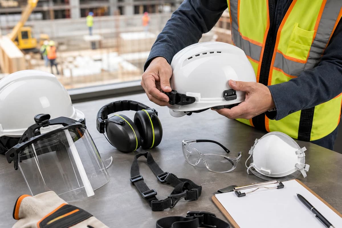 Hard hats must work with eye protection, hearing protection, respirators, face shields, lights, and chin straps.