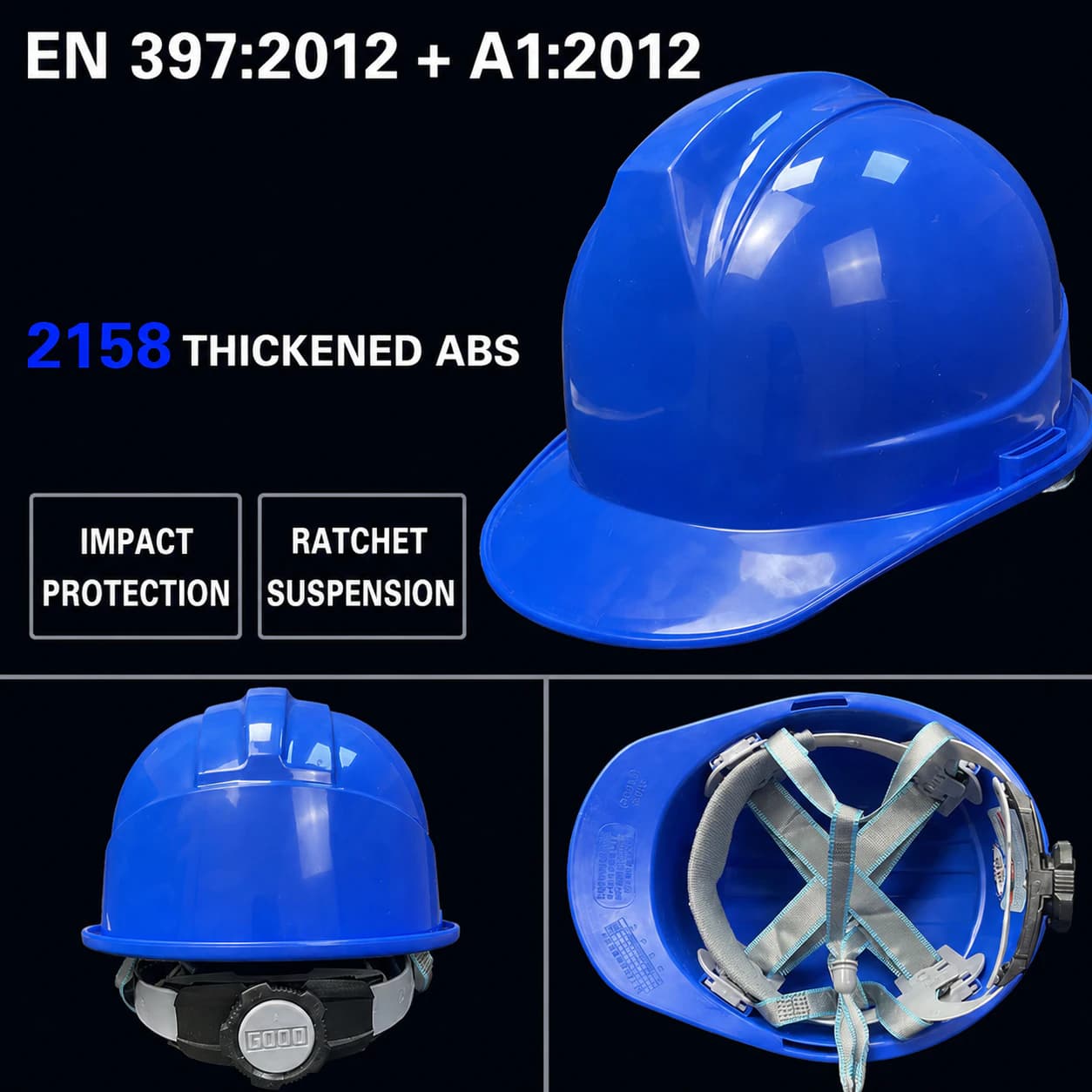 Blue ABS industrial safety helmet model 2158T