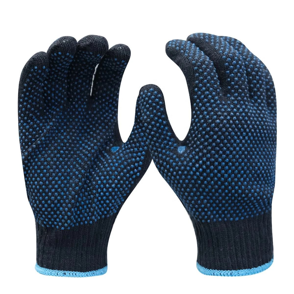 Pair of 750g blue double-sided dotted knit work gloves