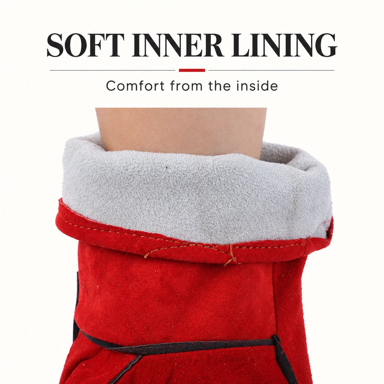Soft inner fabric lining at the cuff