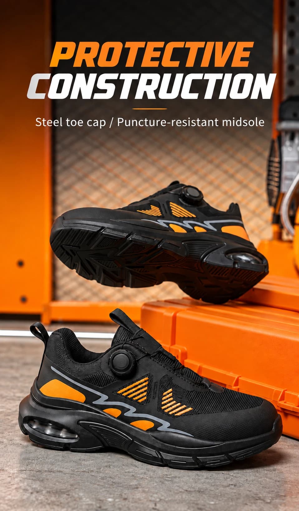 Steel toe cap and puncture-resistant midsole construction