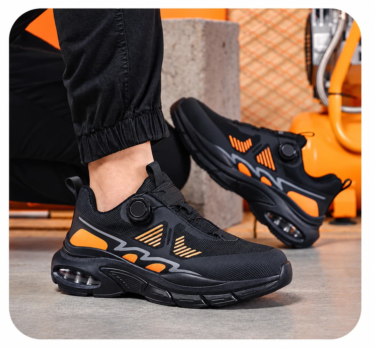 On-foot front view of safety shoes