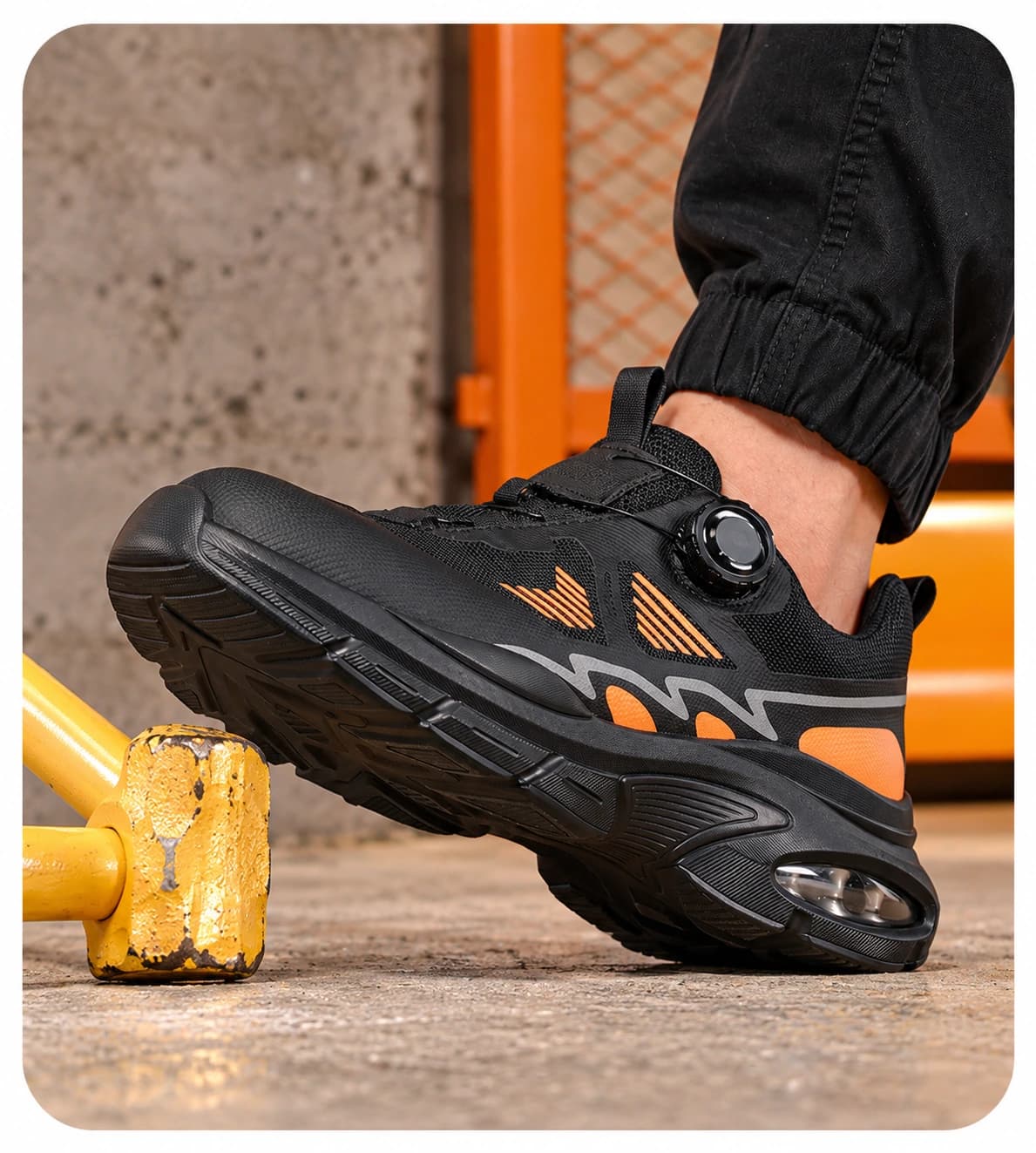 Safety shoe detail in a worksite setting