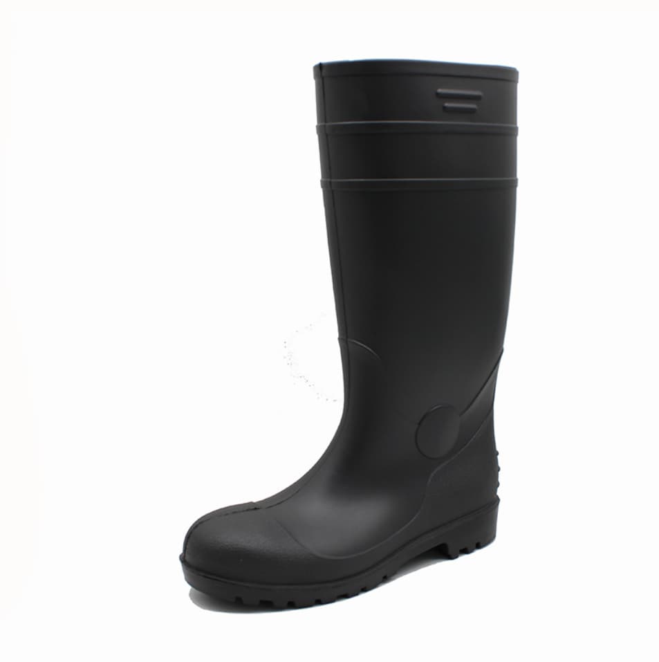 Black tall PVC safety rain boot