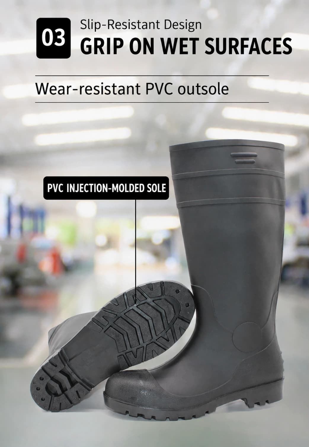 Slip-resistant PVC outsole