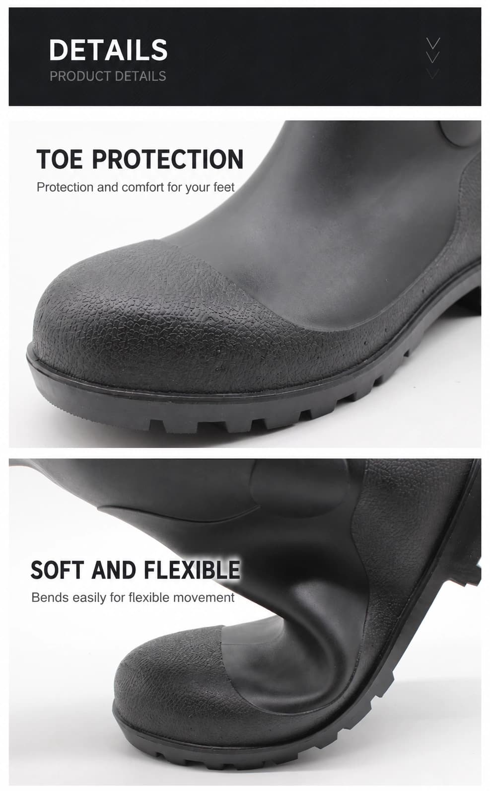 Toe reinforcement and flexible construction