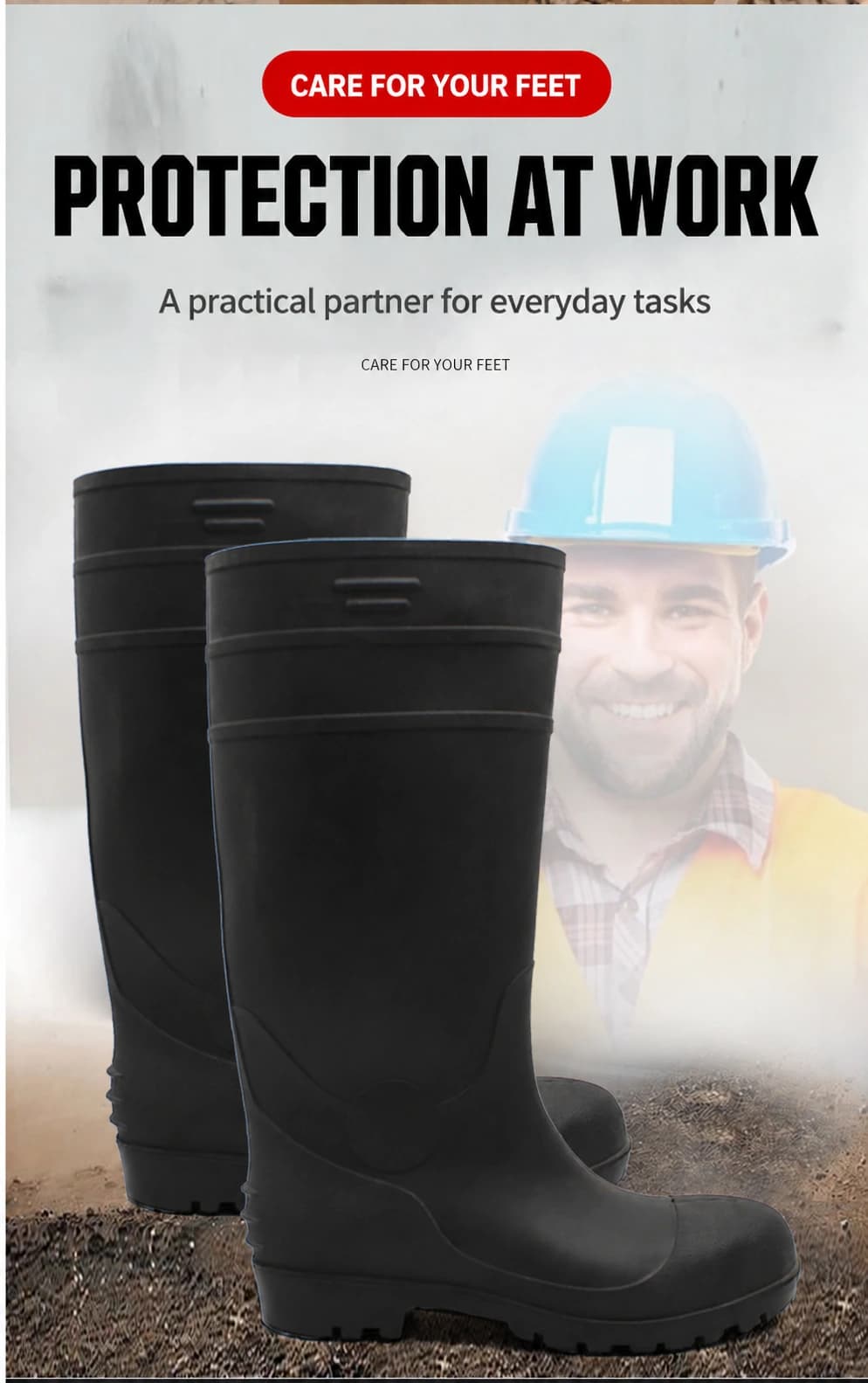 Tall PVC rain boots for work