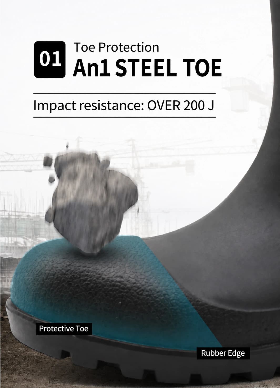 Steel toe impact protection