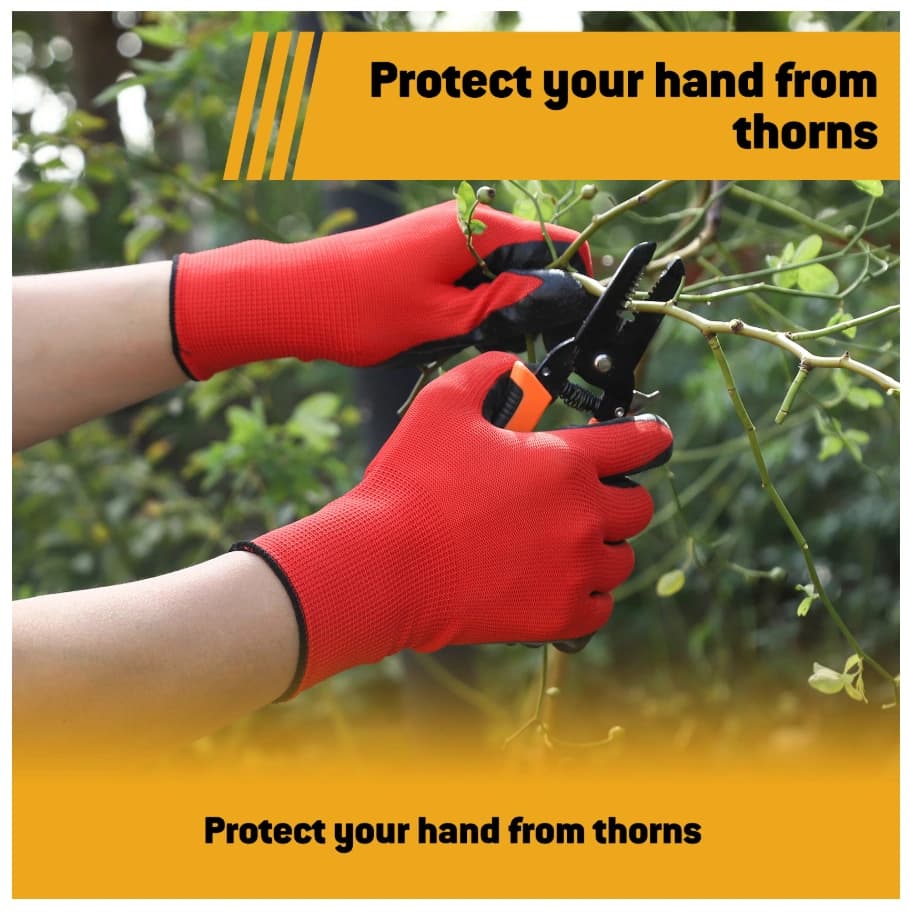 Latex coated work gloves for gardening tasks