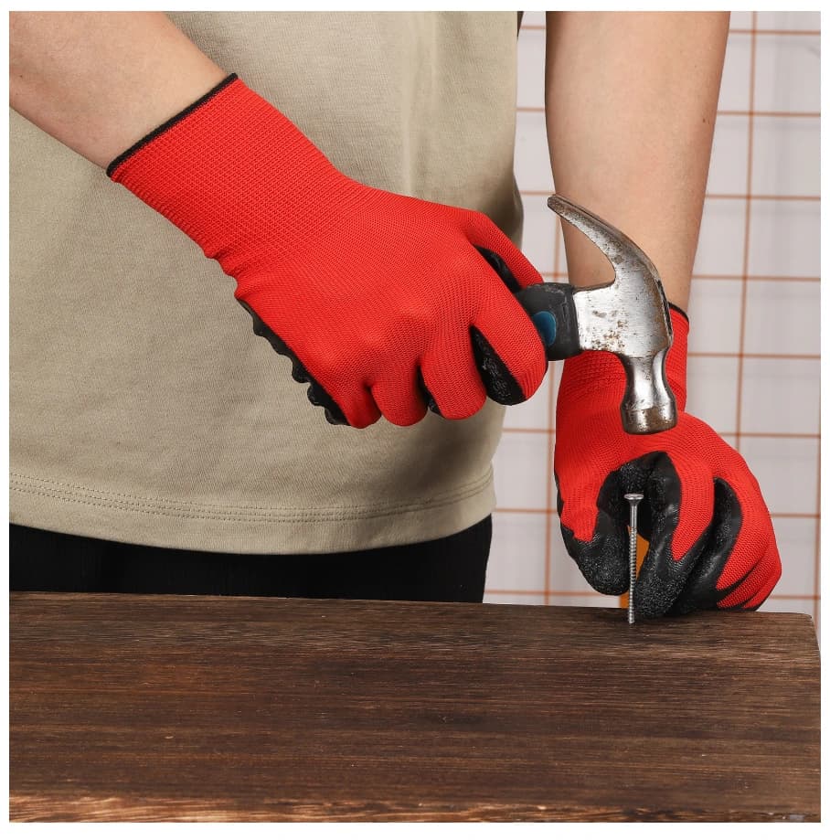 Work gloves during a woodworking task