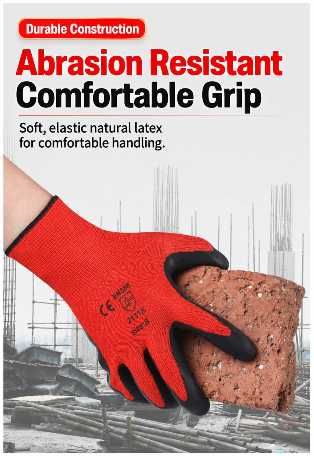 Crinkle grip gloves during material handling