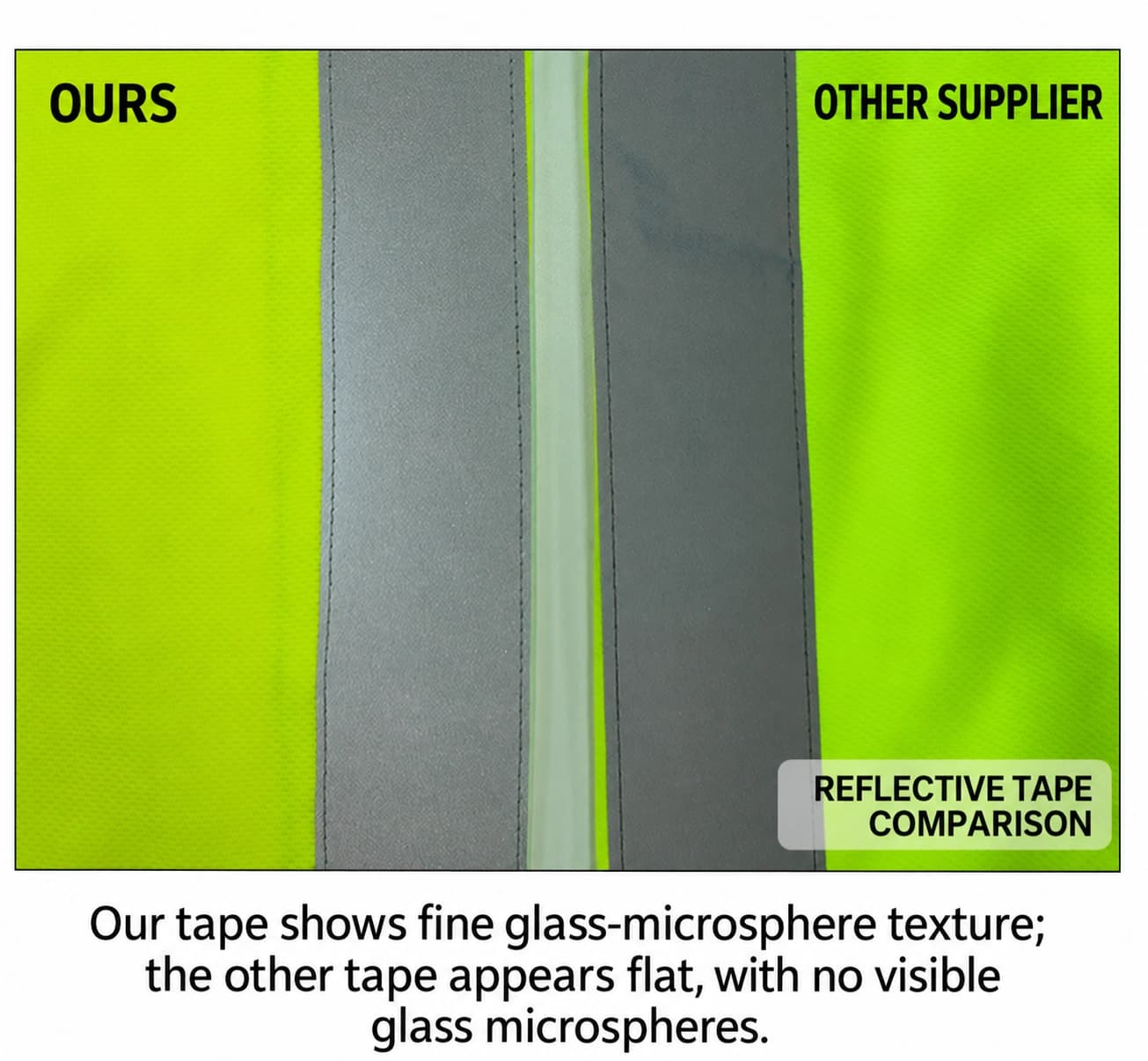 Reflective tape finish comparison