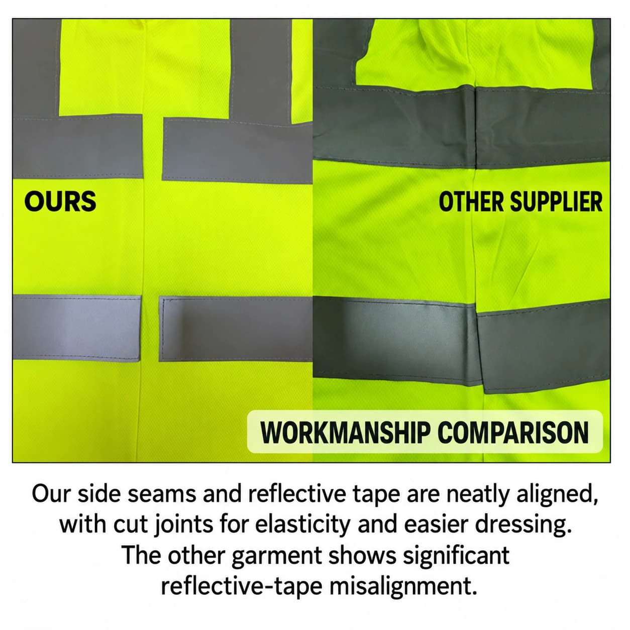 Workmanship and seam detail comparison