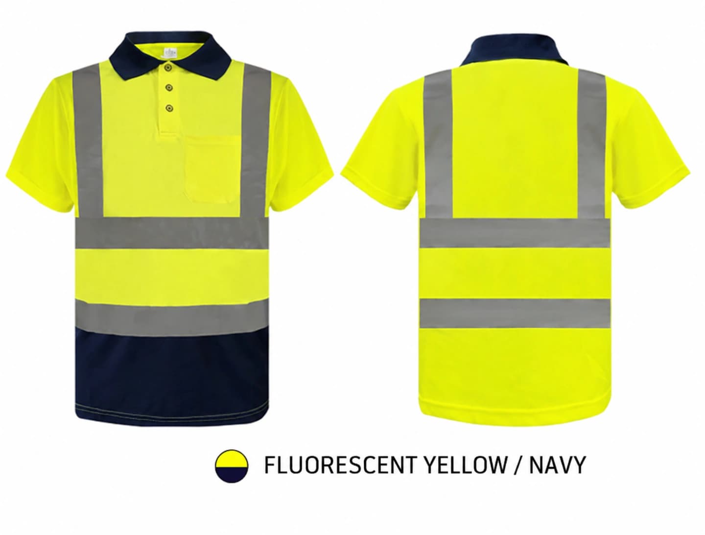 Fluorescent yellow and navy short sleeve polo shirt