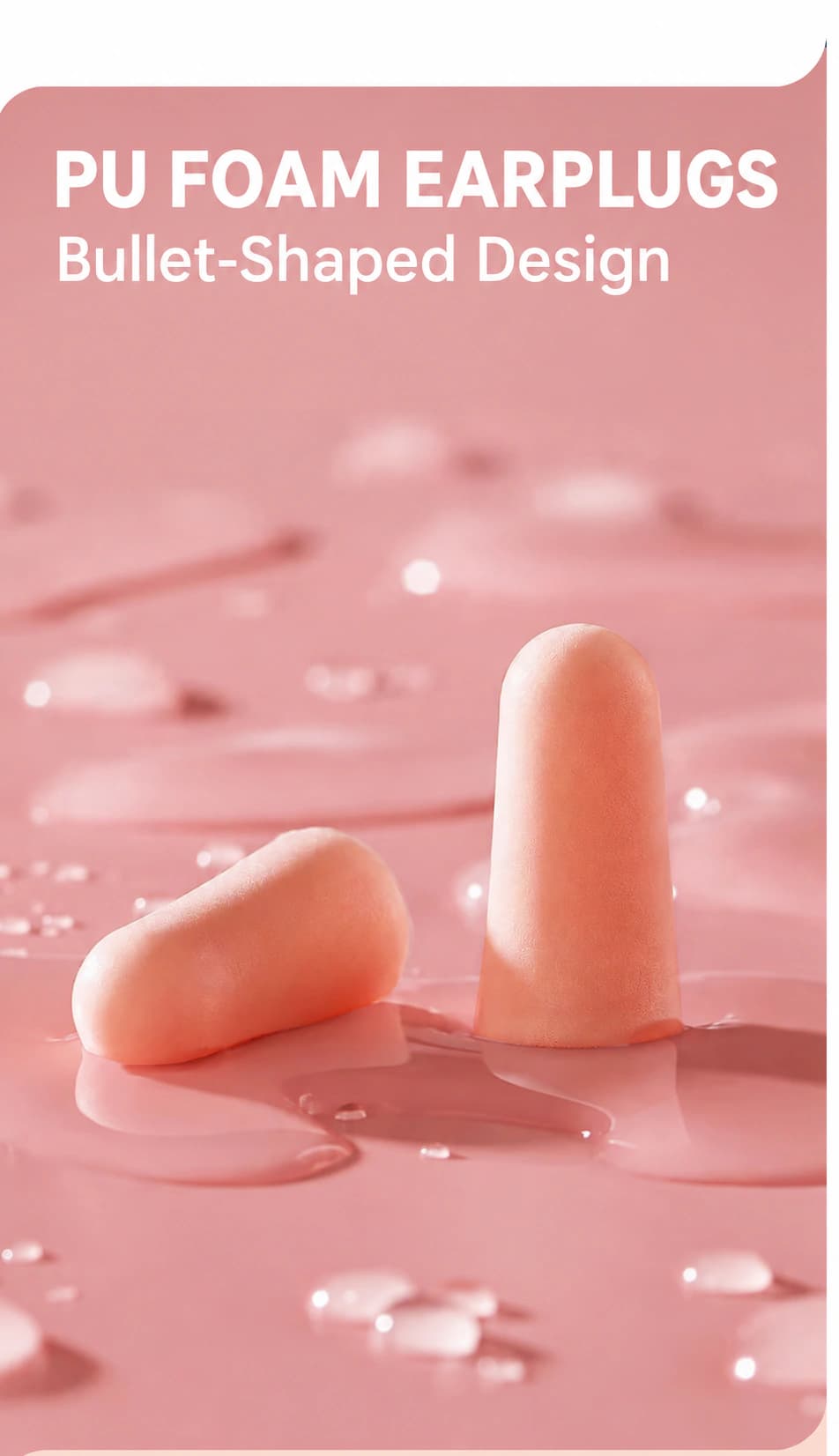 Bullet-shaped PU foam earplug close-up