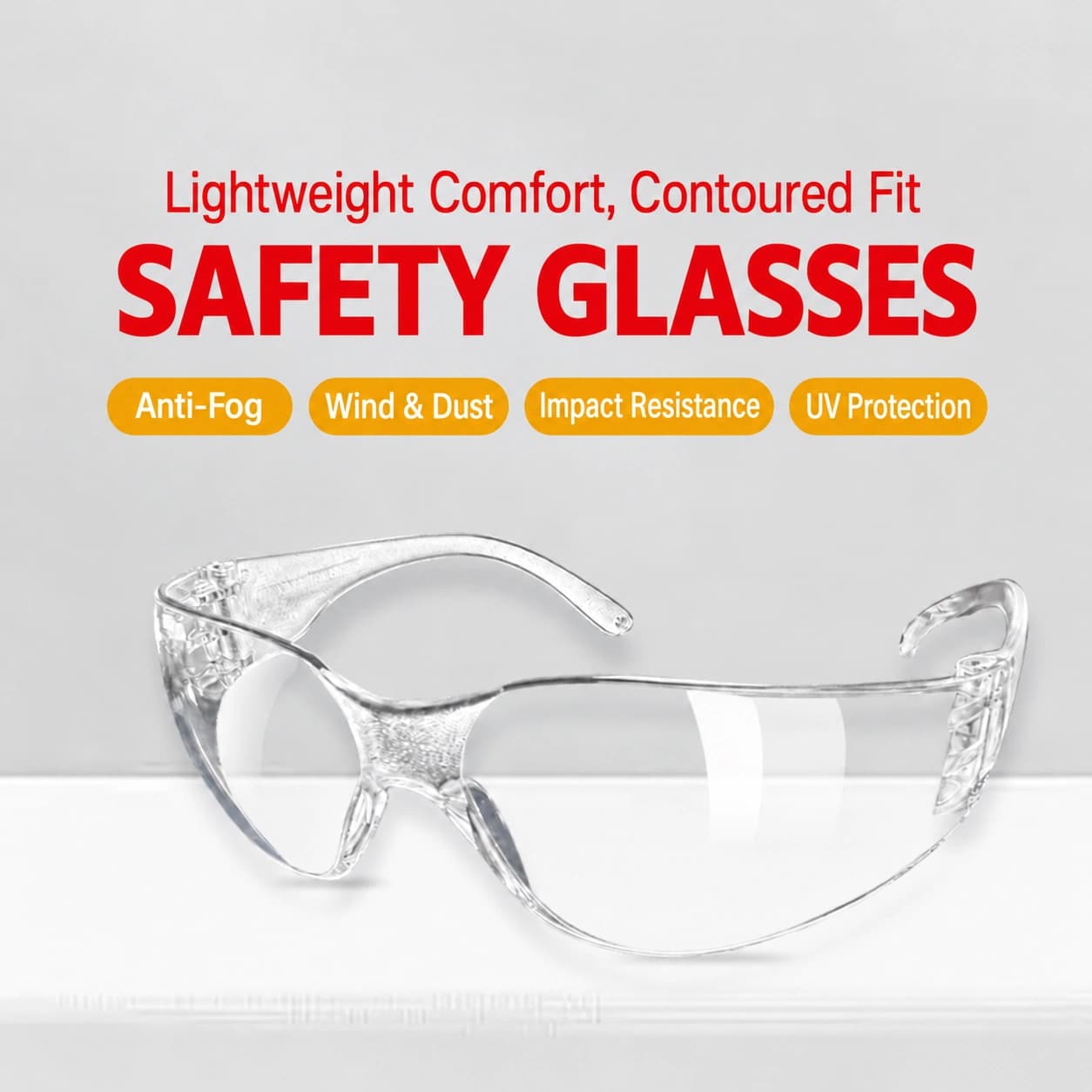 Clear Anti-Fog Polycarbonate Safety Glasses