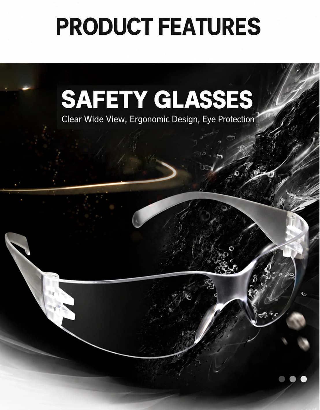 Wraparound safety glasses product features