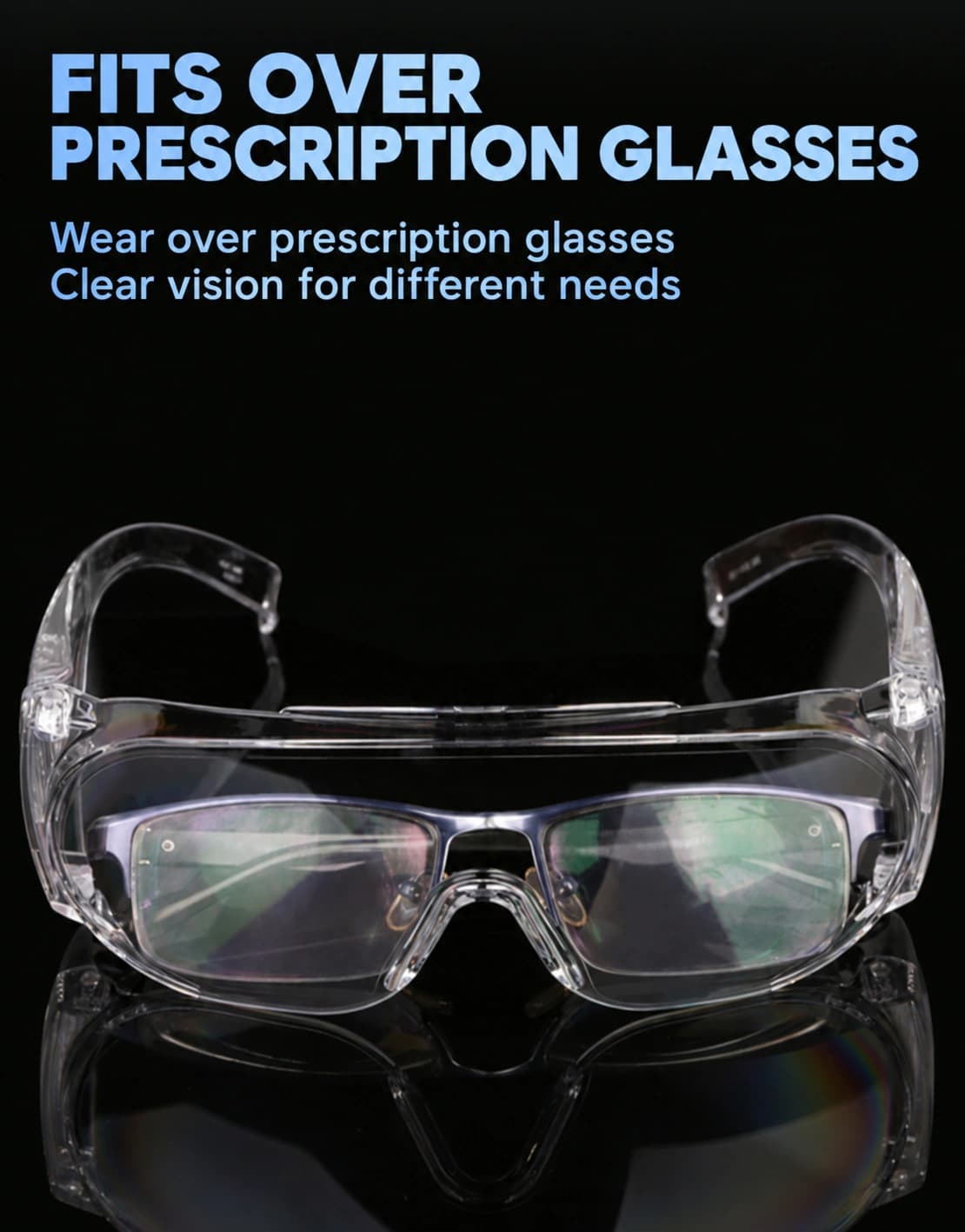 Safety glasses worn over prescription eyewear