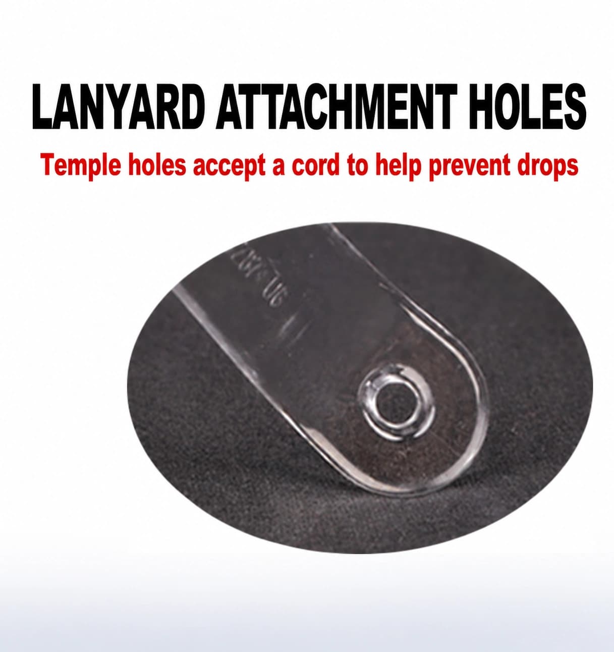 Temple-end retaining cord holes