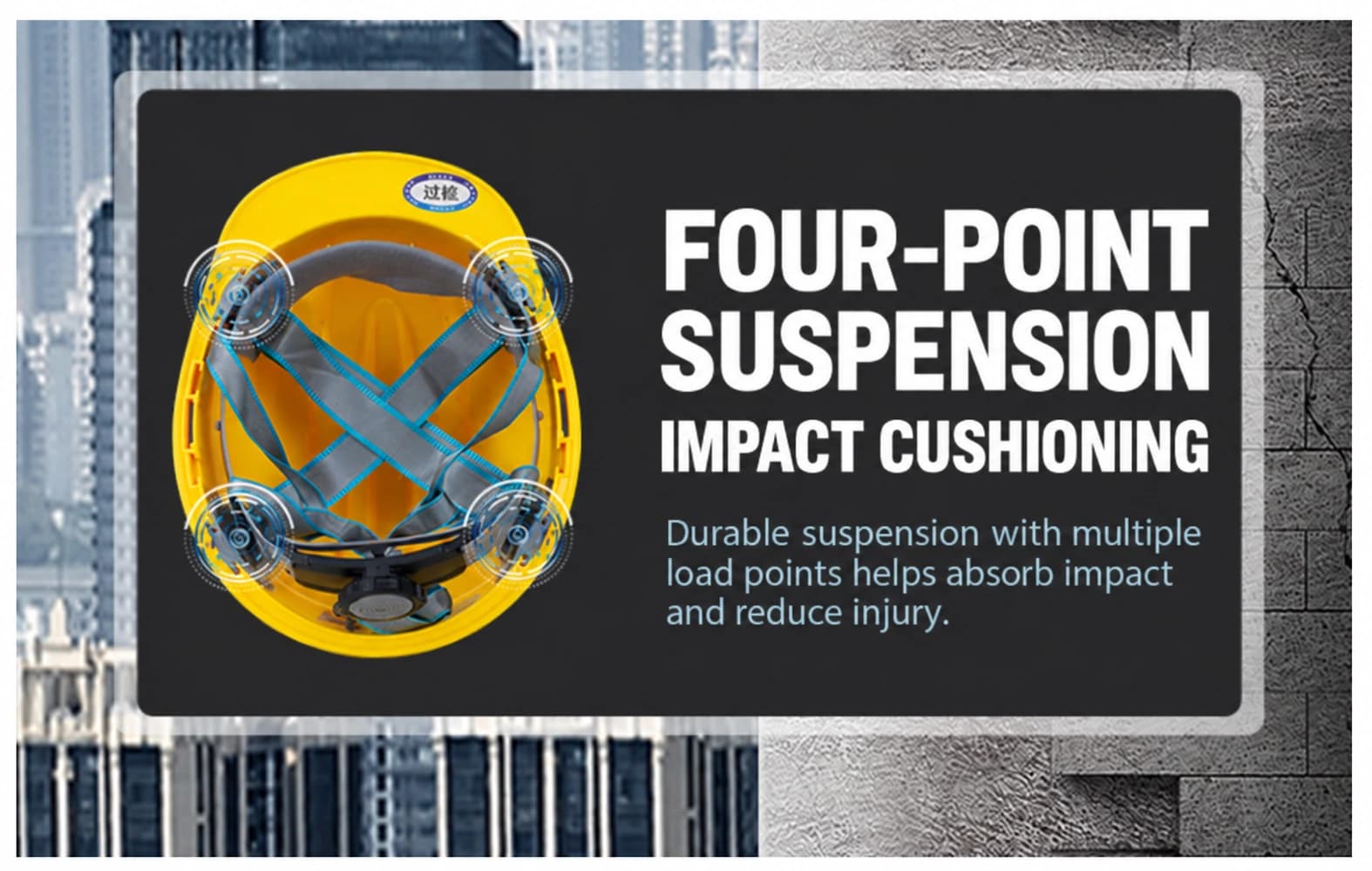 four-point suspension and internal cushioning structure